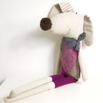 Ernesto The Soft Toy Dog * Pink And Grey Wool With..