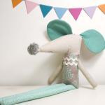 Nicolau The Soft Toy Mouse * Grey And Turquoise